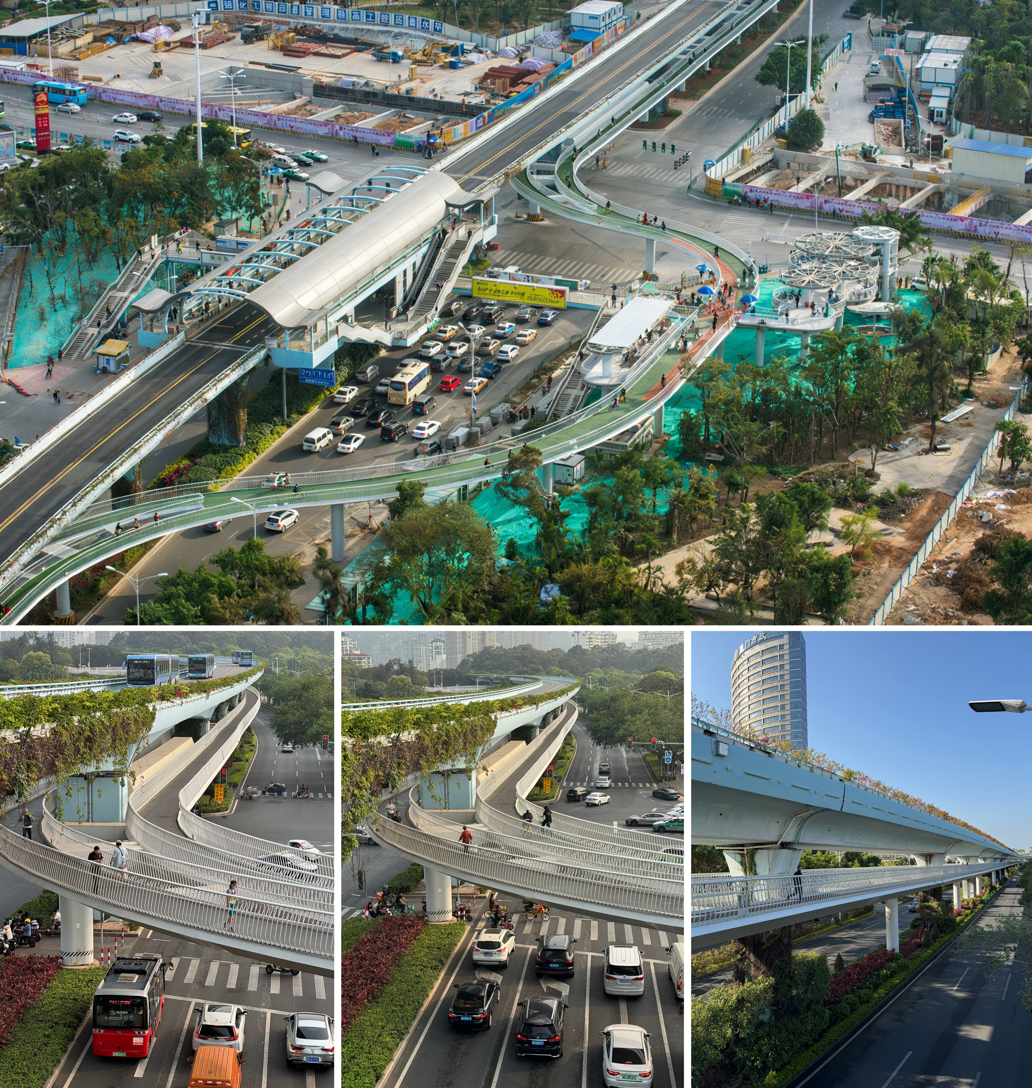 Elevated nonmotorized corridors using under-viaduct spaces