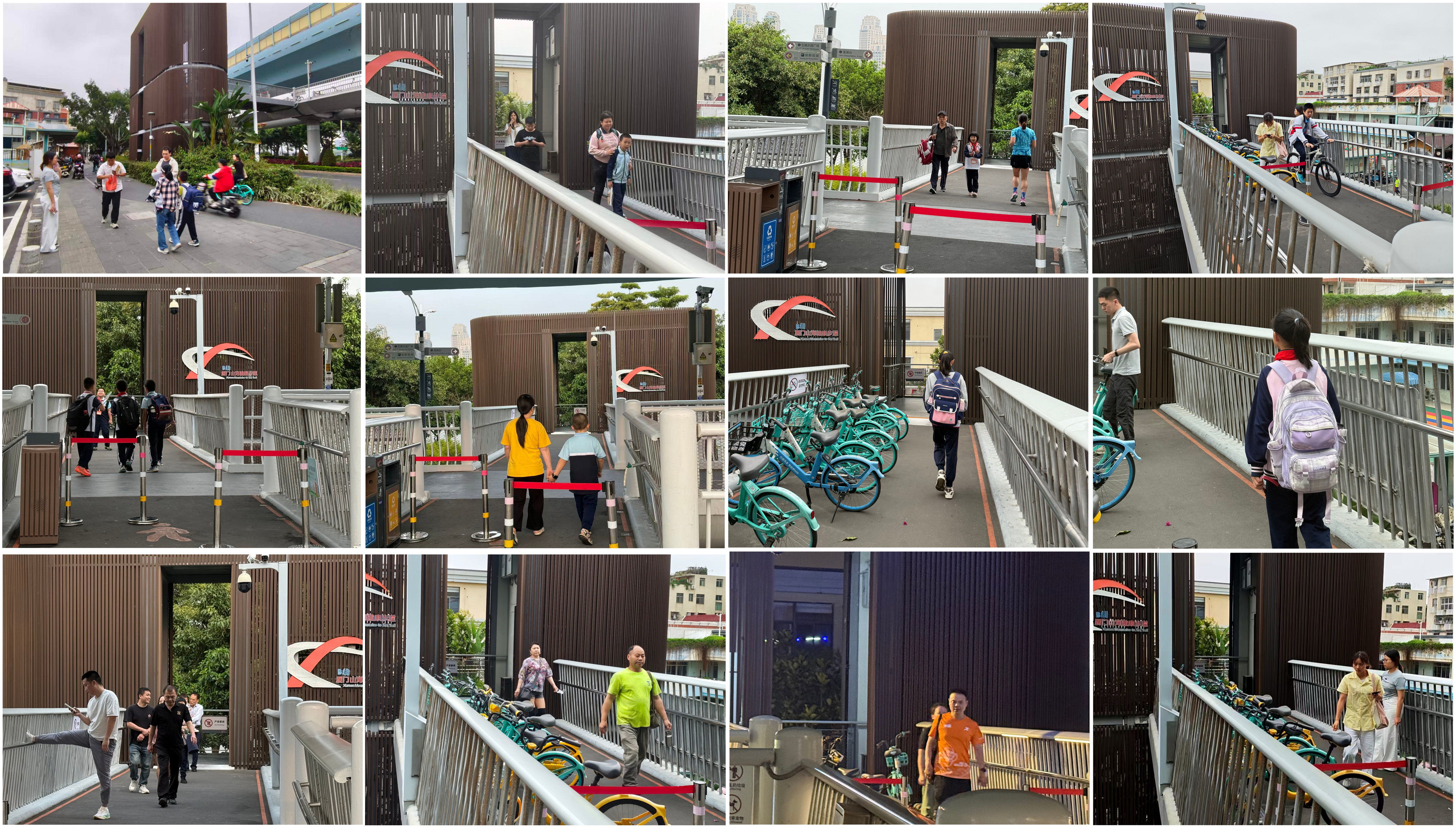 Students and citizens using the capsule staircase